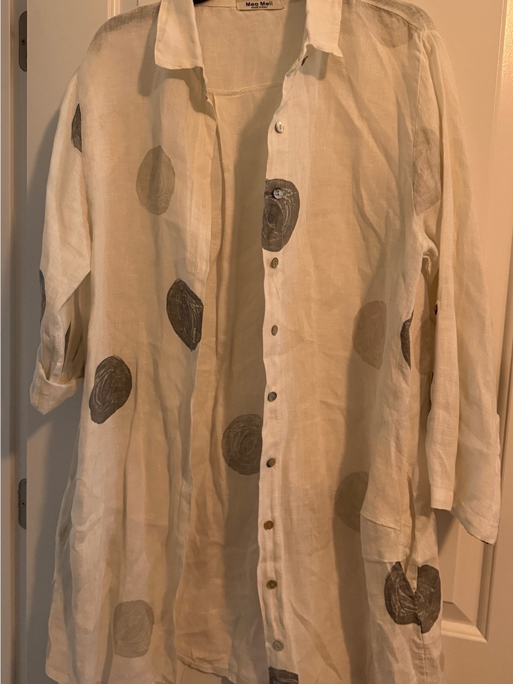 Meo Meli Italy 100% Linen Neutral Button Down Shirt Jacket | Lightweight Layer
